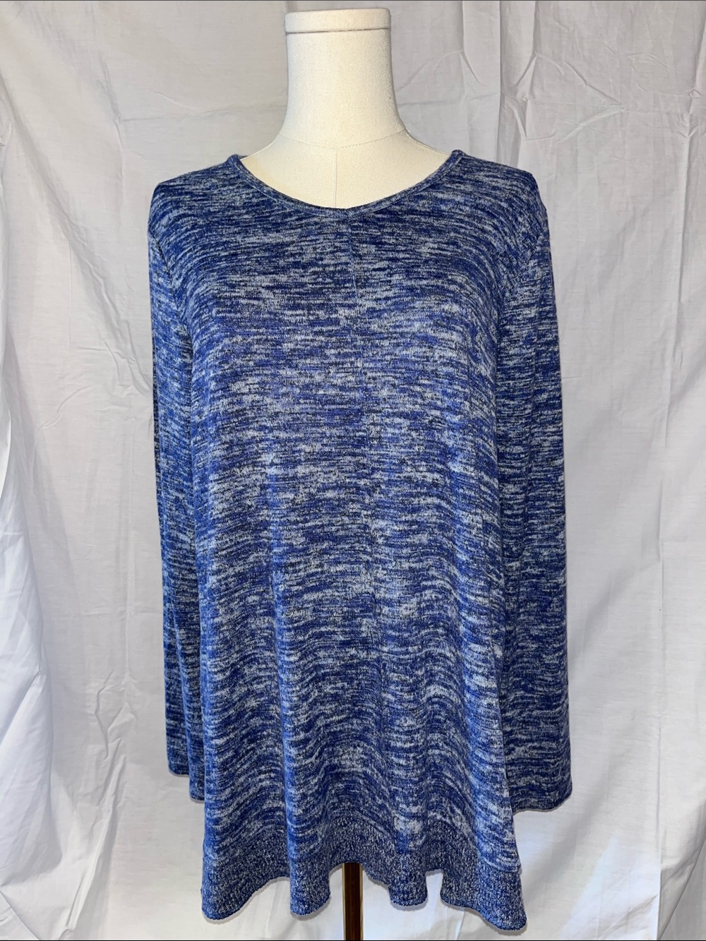 Blue Marled Long Sleeve Swing Top